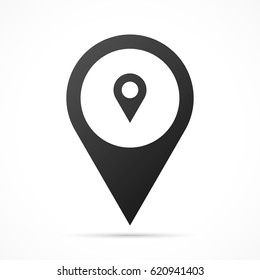 Map pin icon on map pin. Location pointer isolated on a white background.
Conceptual vector illustration.