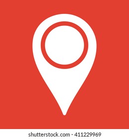 Map Pin icon on red background.
