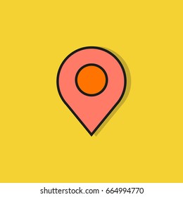 map pin icon on yellow background