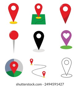 map pin icon pack. 2d flat vector format.
for design elements, made with illustration software