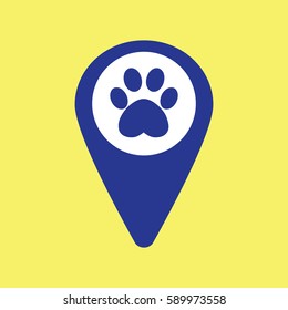 Map pin icon with paw