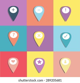 Map pin icon pop art vector illustration color design 