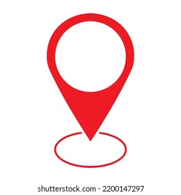 Map pin icon, red map location pointer symbol isolated on white background