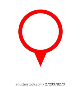 Ícone de pin do mapa, ponteiro vermelho do local, isolado no plano de fundo branco.