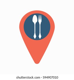 Map pin icon with restaurant sign