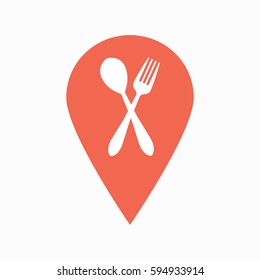 Map pin icon with restaurant sign