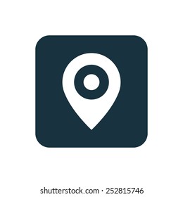 map pin icon Rounded squares button, on white background 