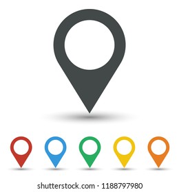 Map pin icon set flat design