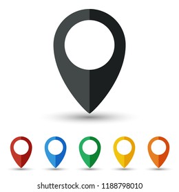 Map pin icon set flat design