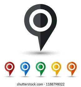Map pin icon set flat design