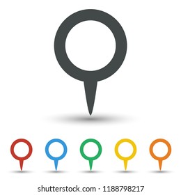 Map pin icon set flat design