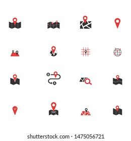 map pin icon set flat design for web and mobile application