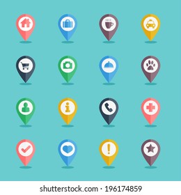 Map Pin Icon Set Flat Design For Web And Mobile Application