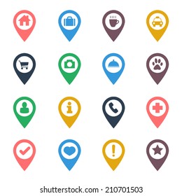 map pin icon set flat design for web and mobile application