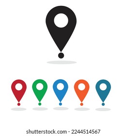 Map pin icon set flat design