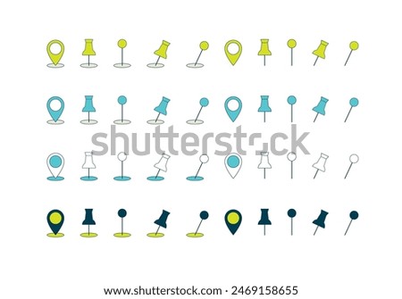 map pin icon set flat vector isolated on white background