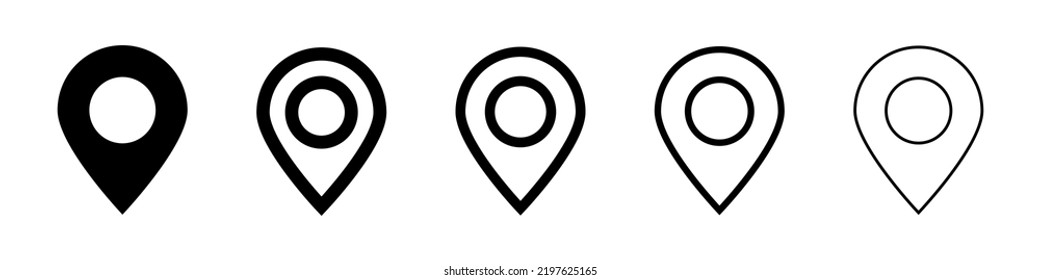 Map pin icon set. Map location. Marker of current location. Vector.