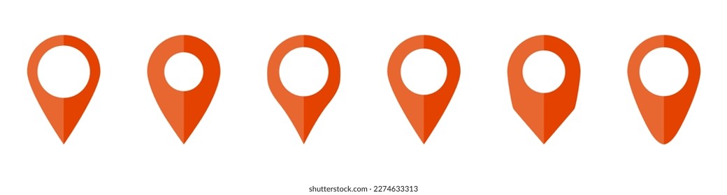 Map pin icon set. Location markers. Vectors.