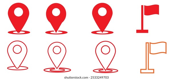 Map pin icon set, pin location icon vector illustration