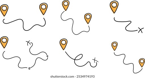 Conjunto de iconos de pin de mapa, Ilustración vectorial de iconos de ubicación de pin. Vector de ubicación de mapa eps10