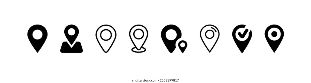 Map pin icon set, pin location icon vector illustration