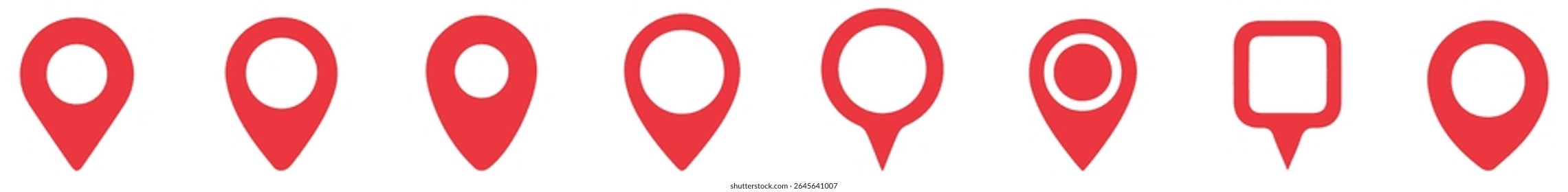 Conjunto de ícones de pin do mapa, ilustração do vetor do ícone de localização do pin