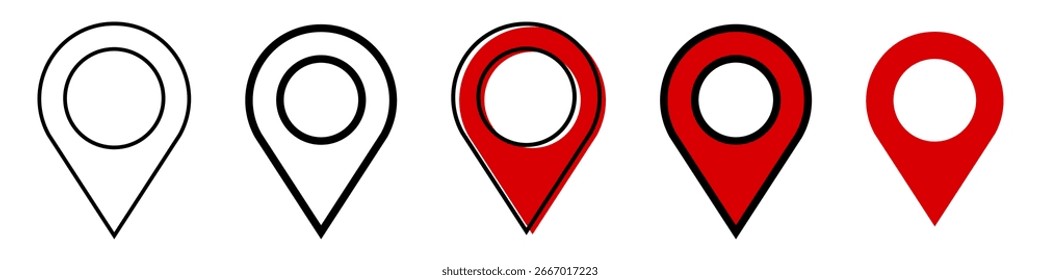 Map pin icon set , location markers, gps pointers, navigation and destination symbols.Vector
