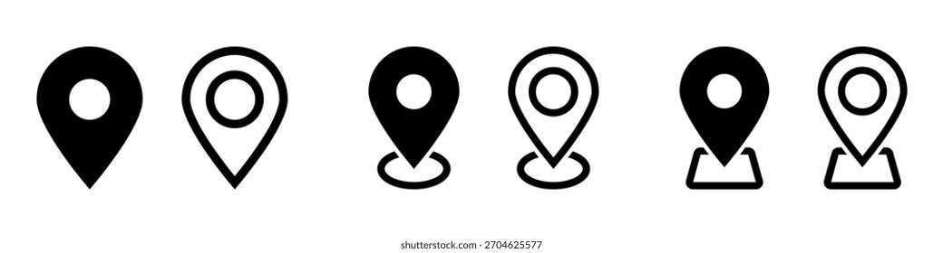 Map Pin Icon Set – Locación, marcador GPS y símbolos de navegación