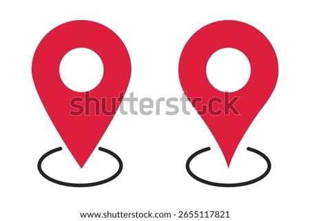 Map pin icon set, pin location icon vector. Location vector icon. Place symbol. GPS pictogram, flat vector sign isolated on white background. Simple vector illustration for graphic and web design.