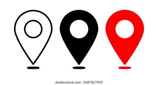 Map pin icon set. Pin Symbol. Location sign. for mobile concept and web design. vector illustration on white background