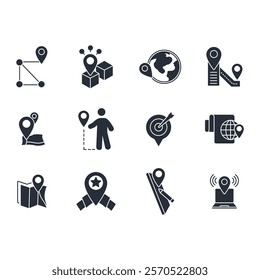 Map pin icon set.vector.Editable stroke.linear style sign for use web design,logo.Symbol illustration.