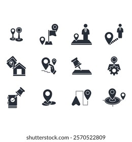 Map pin icon set.vector.Editable stroke.linear style sign for use web design,logo.Symbol illustration.