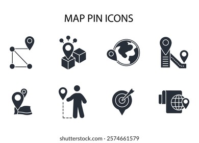 Map pin icon set.vector.Editable stroke.linear style sign for use web design,logo.Symbol illustration.