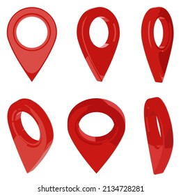 Map pin icon. Simple red location pointer set.