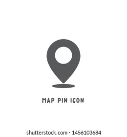 Map pin icon simple silhouette flat style vector illustration on white background.