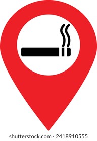 Map pin icon smoking area . smoking zone sign . Smoking area location icon vector