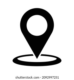 Map pin icon of a map standing on a round circle. Vector.