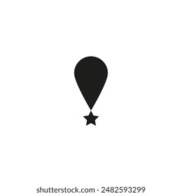 Map pin icon with star - Flat design, glyph style icon - Filled black