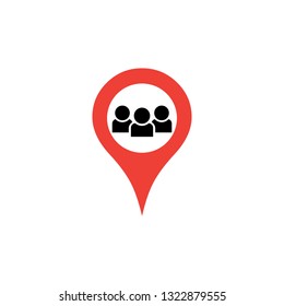 Map pin icon with team sign