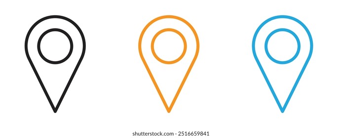 Map pin icon Thin line illustration set