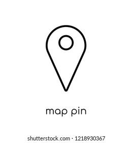 Map Pin icon. Trendy modern flat linear vector Map Pin icon on white background from thin line Maps and Locations collection, editable outline stroke vector illustration