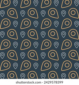 Icono de pin de mapa de moda patrón de repetición color naranja ilustración vectorial de fondo