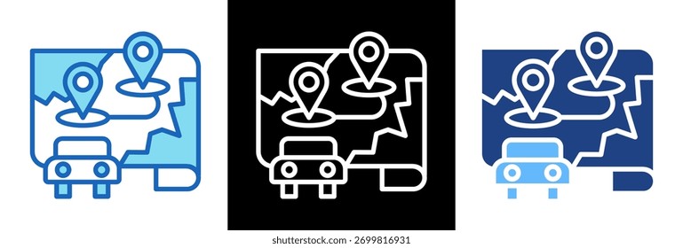 Ilustração de vetor de estilo triplo do ícone do pino do mapa