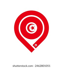 mapa pin icono de la bandera de túnez. Ilustración vectorial aislada sobre fondo blanco