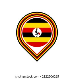 map pin icon of uganda flag. isolated on white background
