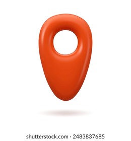 Map pin icon. Vector 3d pointer showing destination location. Red route label