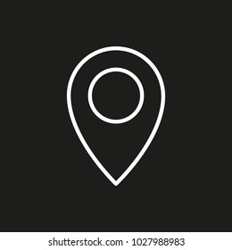 Map pin icon vector illustration. Linear symbol with thin outline. The thickness is edited. Minimalist style.