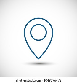 Map pin icon vector illustration. Linear symbol with thin outline. The thickness is edited. Minimalist style.