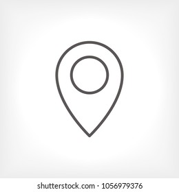 Map pin icon vector illustration. Linear symbol with thin outline. The thickness is edited. Minimalist style.