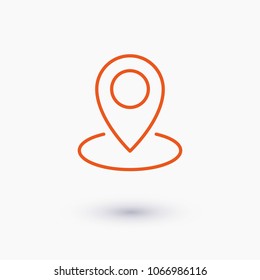 Map pin icon vector illustration. Linear symbol with thin outline. The thickness is edited. Minimalist style.